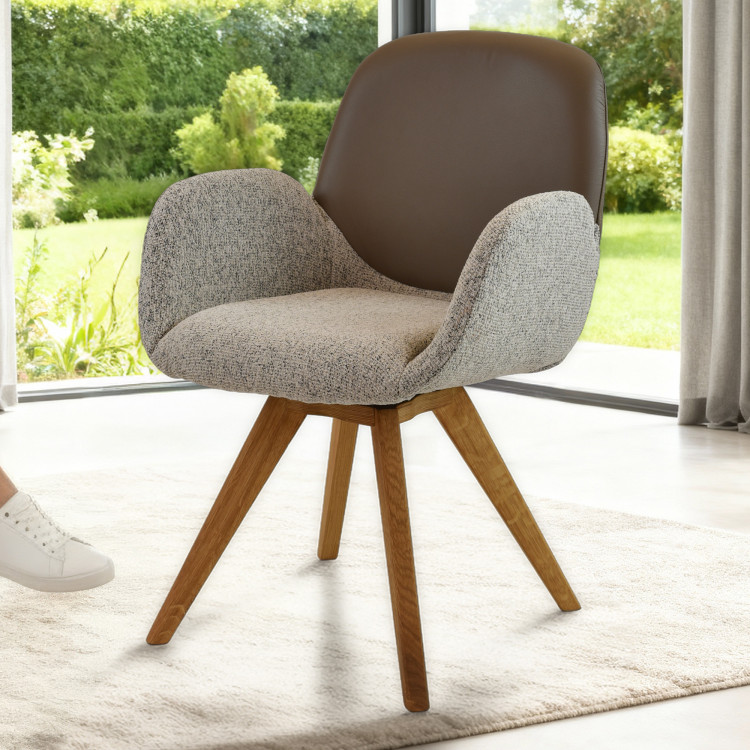 Dubový Drehstuhl, Stoff + grau-braun