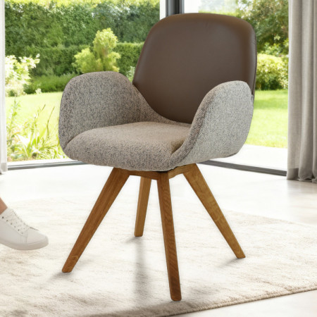 Dubový Drehstuhl, Stoff + grau-braun