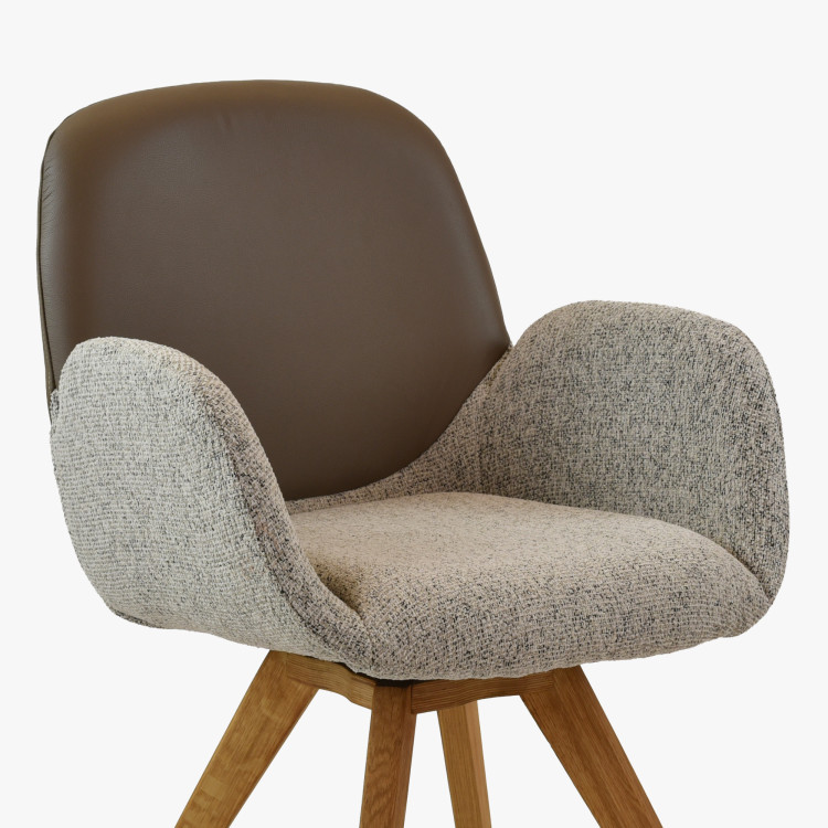 Dubový Drehstuhl, Stoff + grau-braun