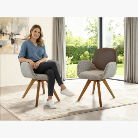 Dubový Drehstuhl, Stoff + grau-braun