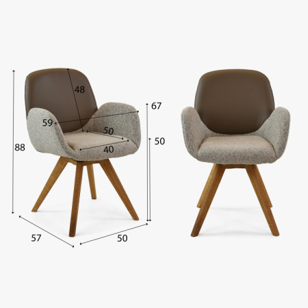 Dubový Drehstuhl, Stoff + grau-braun