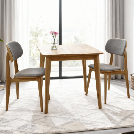 Jedezimmerset für zwei – Tisch und Stühle aus Eichenholz