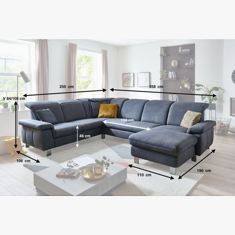 Planungs-Sitzgarnitur in U-Form mit Funktionen Magma - Ottoman links