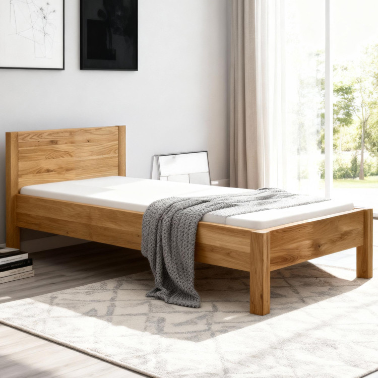 Einzel- oder Doppelbett aus Eiche 90 x 200 cm – robust & massiv