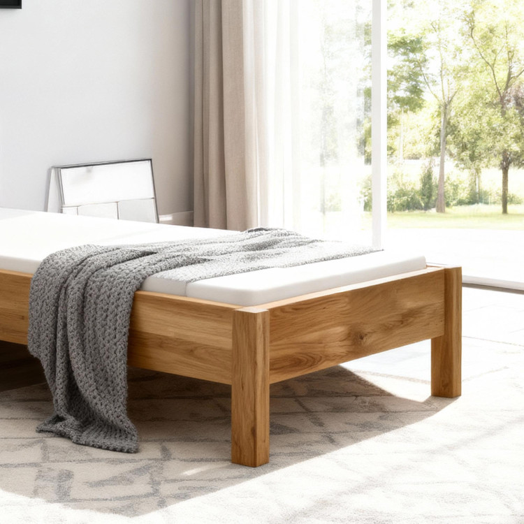 Einzel- oder Doppelbett aus Eiche 90 x 200 cm – robust & massiv