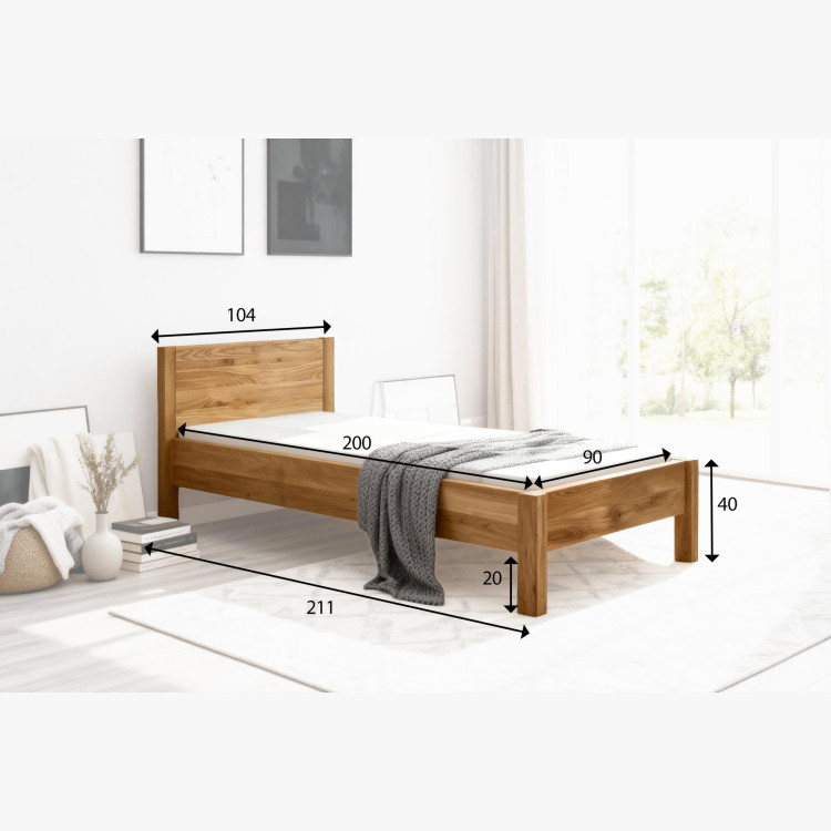 Einzel- oder Doppelbett aus Eiche 90 x 200 cm – robust & massiv