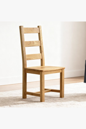 Massiver Stuhl aus Eiche, Ledder 2