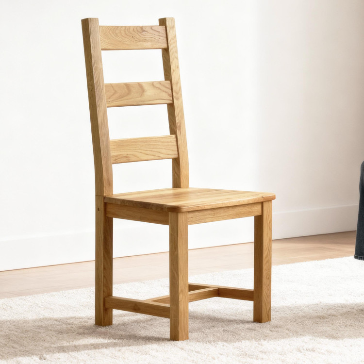 Massiver Stuhl aus Eiche, Ledder