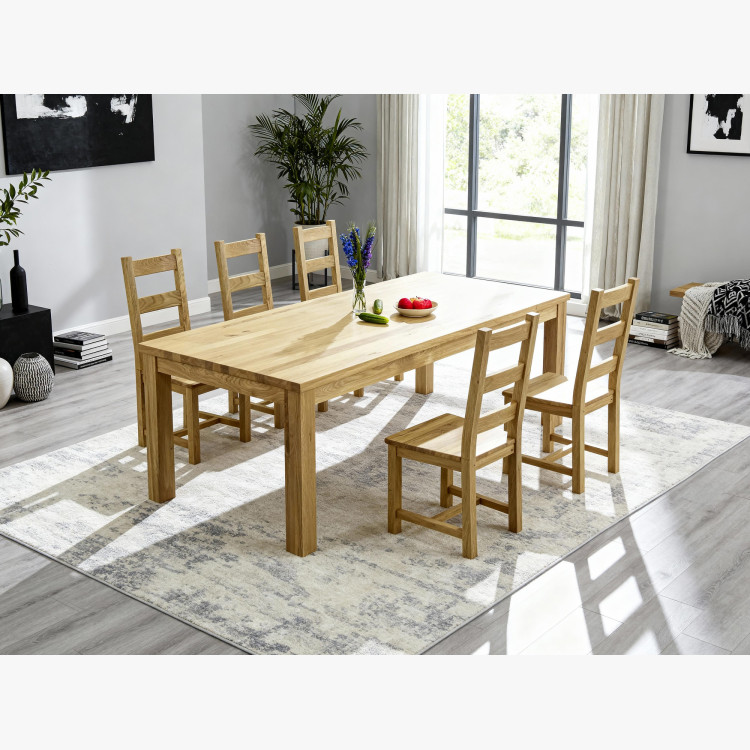 Massiver Stuhl aus Eiche, Ledder