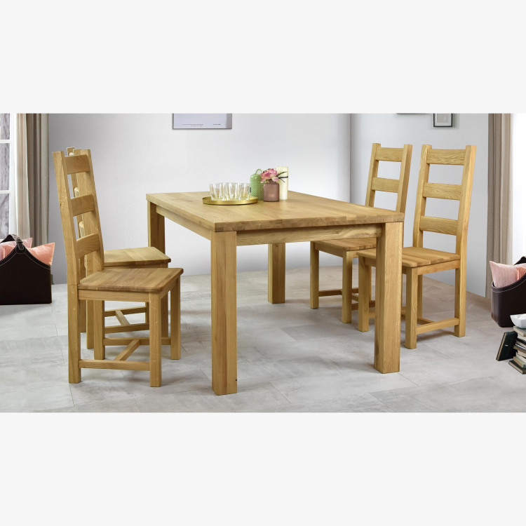 Massiver Stuhl aus Eiche, Ledder