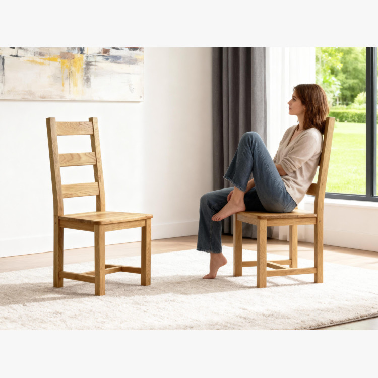 Massiver Stuhl aus Eiche, Ledder