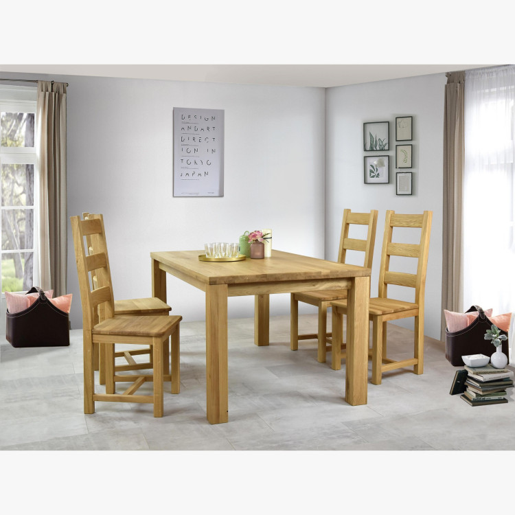 Massiver Stuhl aus Eiche, Ledder