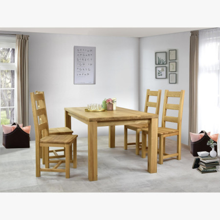 Massiver Stuhl aus Eiche, Ledder