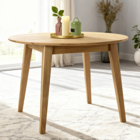 Runder Esstisch Massiv Eiche, Janov 90 cm