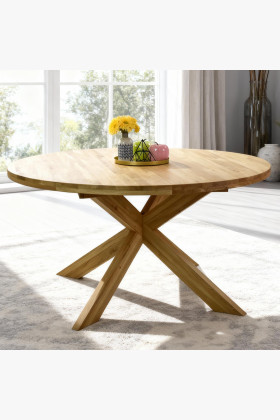 Rozklappbarer runder Tisch aus massivem Eichenholz, Holger 140 cm