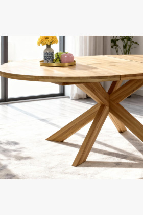 Rozklappbarer runder Tisch aus massivem Eichenholz, Holger 140 cm 2