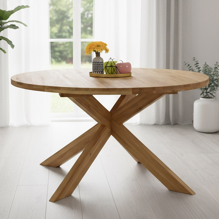 Rozklappbarer runder Tisch aus massivem Eichenholz, Holger 140 cm