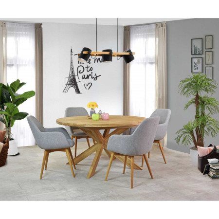 Rozklappbarer runder Tisch aus massivem Eichenholz, Holger 140 cm