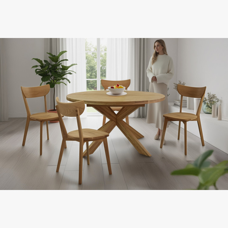 Rozklappbarer runder Tisch aus massivem Eichenholz, Holger 140 cm