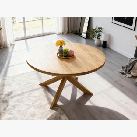 Rozklappbarer runder Tisch aus massivem Eichenholz, Holger 140 cm