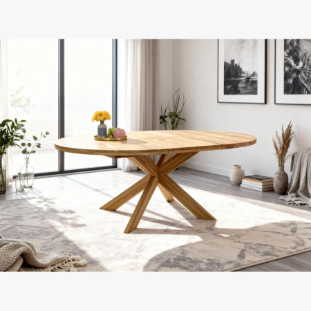 Rozklappbarer runder Tisch aus massivem Eichenholz, Holger 140 cm