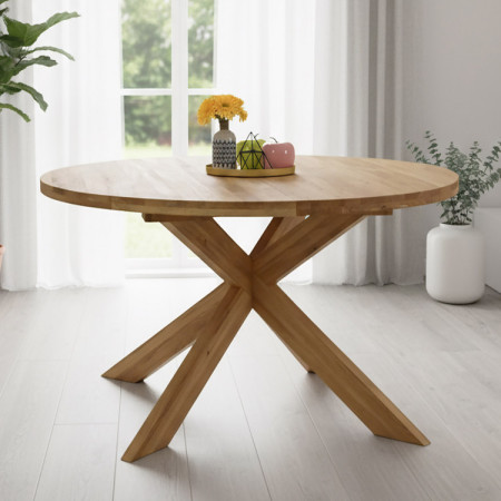 Rozklappbarer runder Esstisch aus massivem Eichenholz, Holger 120 cm