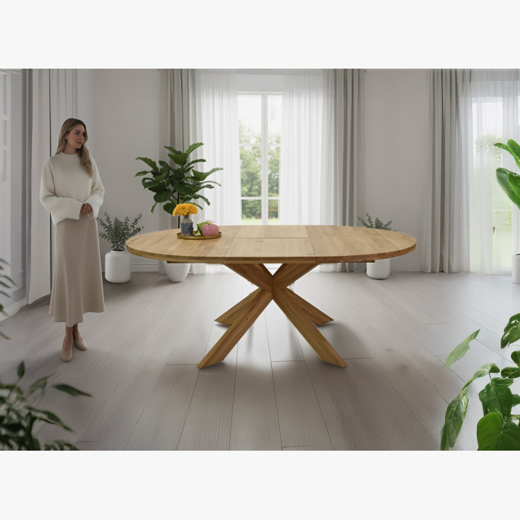 Rozklappbarer runder Esstisch aus massivem Eichenholz, Holger 120 cm