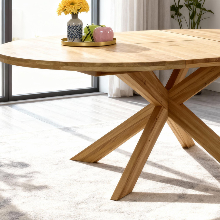 Rozklappbarer runder Esstisch aus massivem Eichenholz, Holger 120 cm