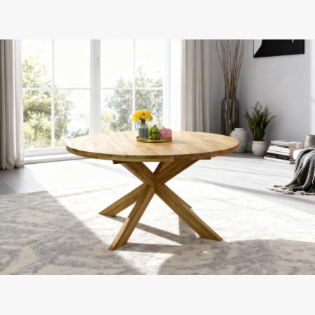 Rozklappbarer runder Esstisch aus massivem Eichenholz, Holger 120 cm