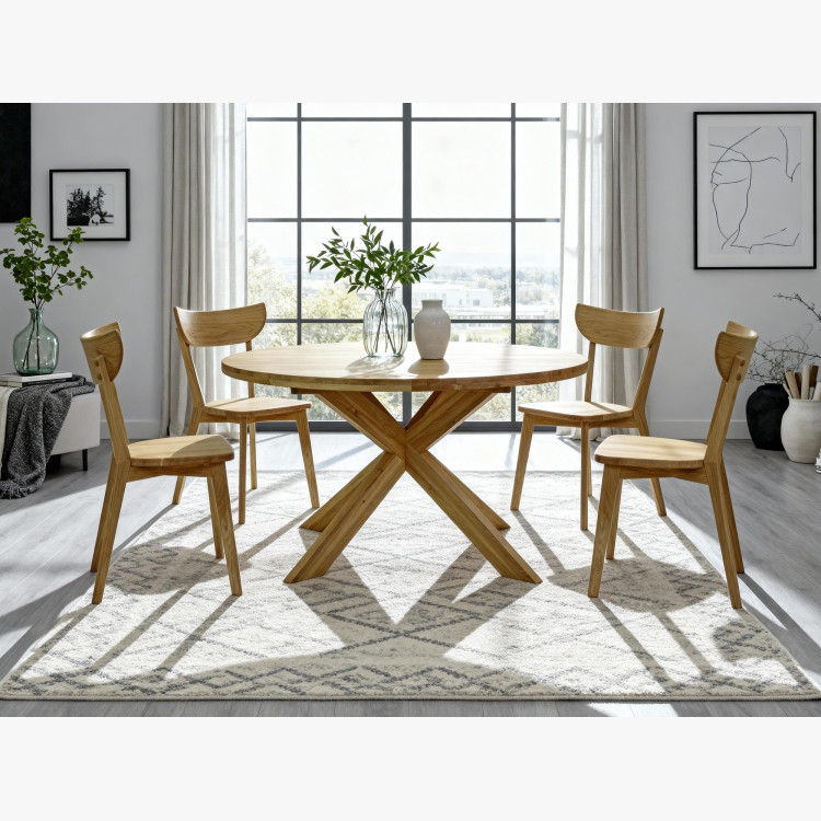 Rozklappbarer runder Esstisch aus massivem Eichenholz, Holger 120 cm