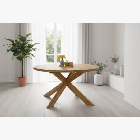 Runder ausziehbarer Tisch und 4 Stühle aus Holz