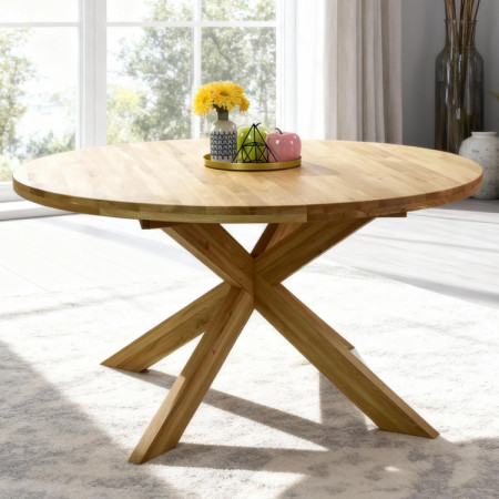 Runder ausziehbarer Tisch und 4 Stühle aus Holz