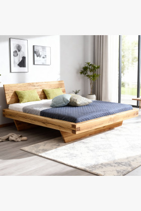 Dubett aus Balken natur Matus 140 x 200 cm Massivholzbett 2