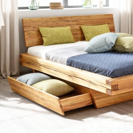 Dubett aus Balken natur Matus 140 x 200 cm Massivholzbett