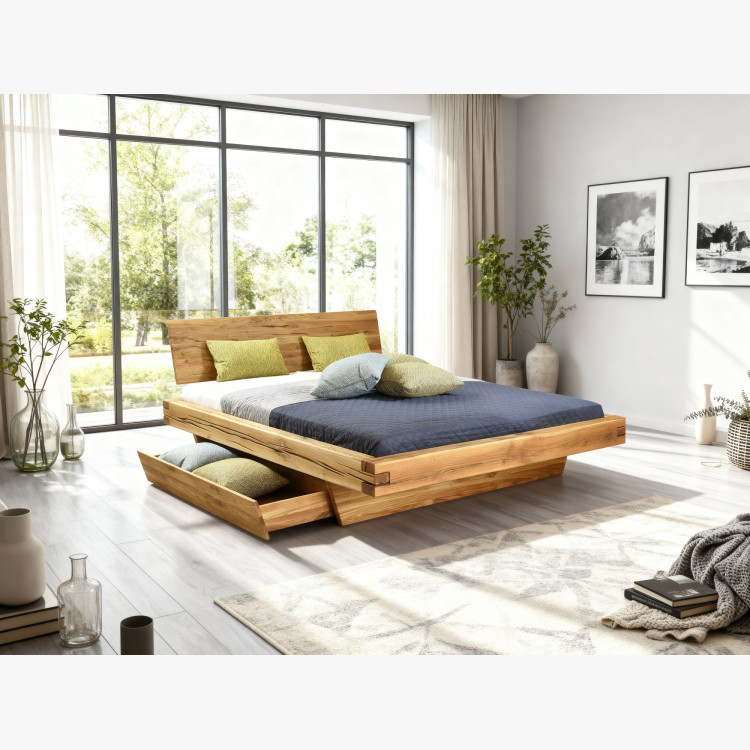 Dubett aus Balken natur Matus 140 x 200 cm Massivholzbett