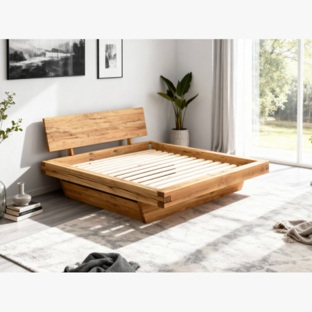 Dubett aus Balken natur Matus 140 x 200 cm Massivholzbett