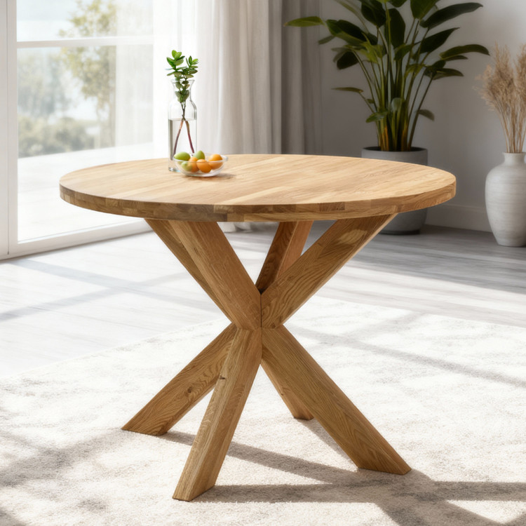 Holztisch rund mit gekreuzten Beinen Ø100 cm