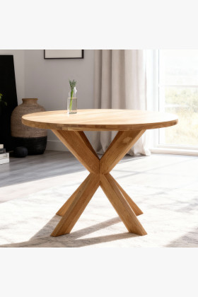 Holztisch rund mit gekreuzten Beinen Ø100 cm 2