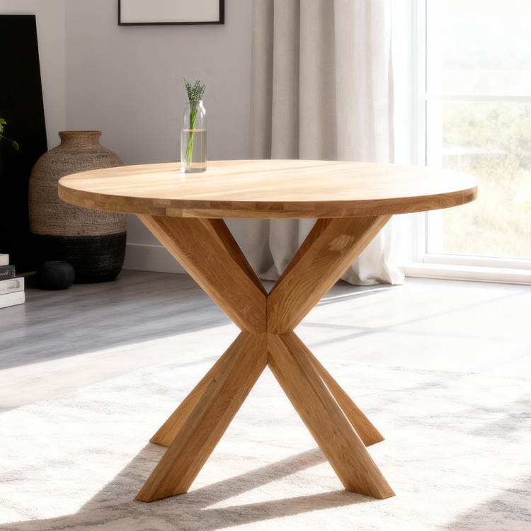 Holztisch rund mit gekreuzten Beinen Ø100 cm