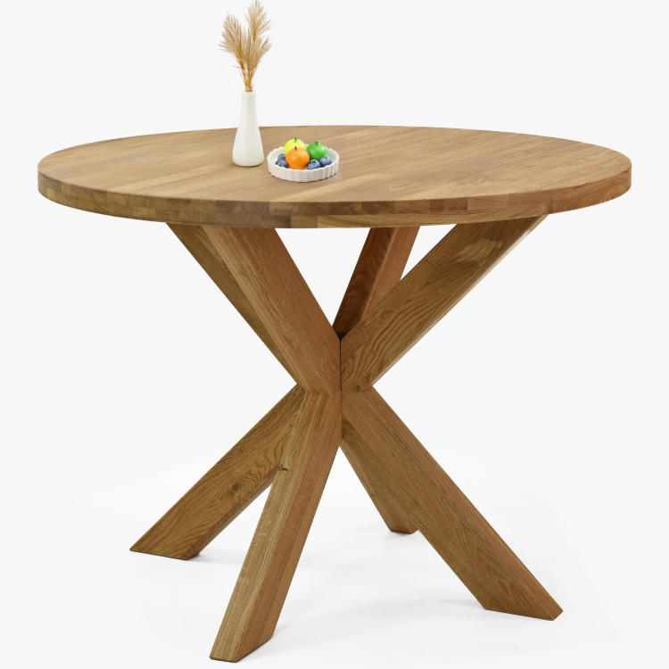 Holztisch rund mit gekreuzten Beinen Ø100 cm