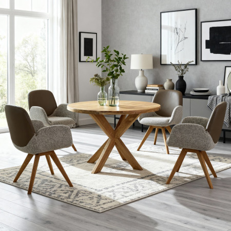 Holztisch rund mit gekreuzten Beinen Ø100 cm