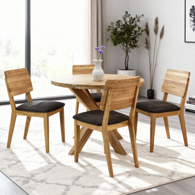 Holztisch rund mit gekreuzten Beinen Ø100 cm