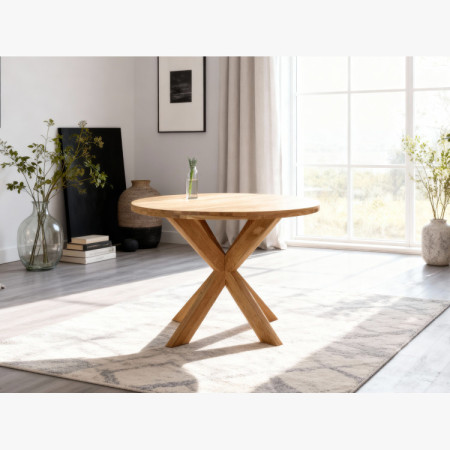 Holztisch rund mit gekreuzten Beinen Ø100 cm