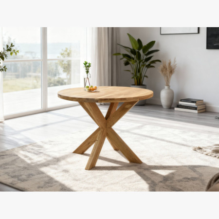 Holztisch rund mit gekreuzten Beinen Ø100 cm