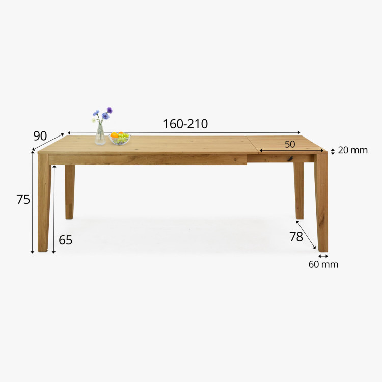 Massivholz Ausziehbarer Eiche Tisch 160 - 210 cm