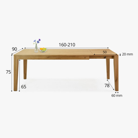 Massivholz Ausziehbarer Eiche Tisch 160 - 210 cm