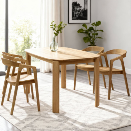 Jídelní set Eichenholz Tisch Robi 160 x 90 und Designstühle Brando