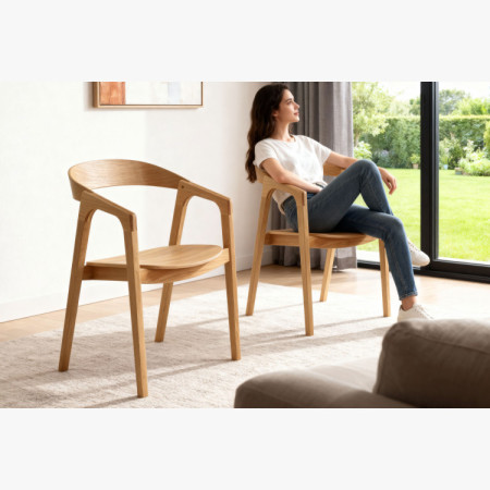 Jídelní set Eichenholz Tisch Robi 160 x 90 und Designstühle Brando