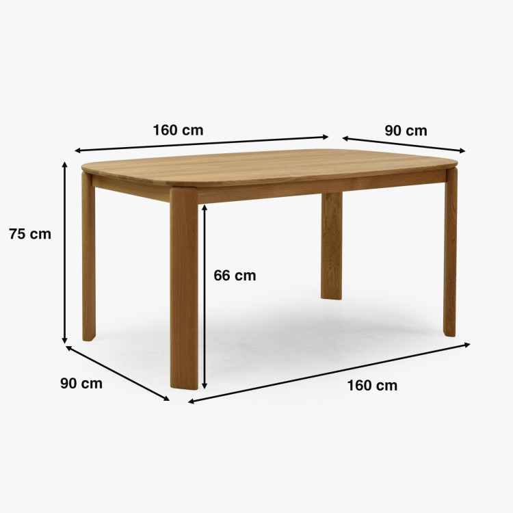 Jídelní set Eichenholz Tisch Robi 160 x 90 und Designstühle Brando