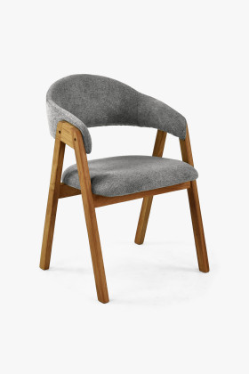 Eichenstuhl mit Armlehnen grau Stoff easy clean